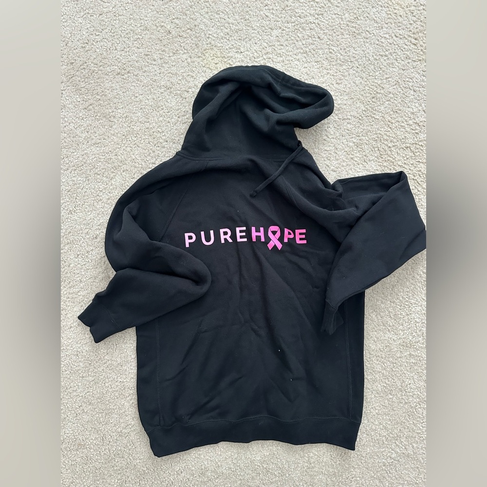 NWT pure barre pure hope black hoodie zip up breast cancer awareness